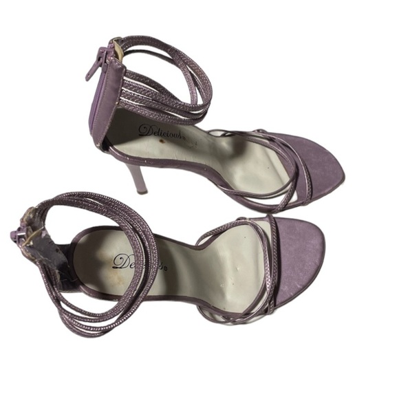 Metallic Purple Strappy Stiletto Heels - Picture 3 of 6